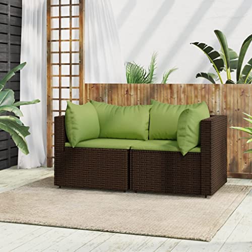 Willood Garten-Ecksofas mit Kissen 2 STK. Braun Poly Rattan Braun und Grün2xEckteil3029629de von Willood
