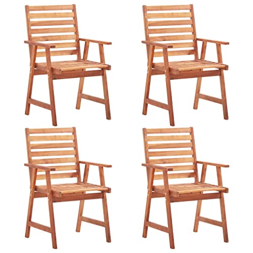 Willood Garten-Essstühle 4 STK. Braun Massivholz Akazie Sessel Balkon armlehne esszimmerstühle Chair von Willood