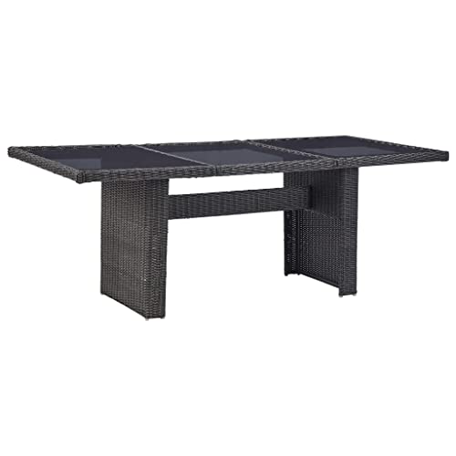 Willood Garten-Esstisch 200x100x74 cm Glas und Poly Rattan schwarz Outdoor Garten Table Balkon von Willood