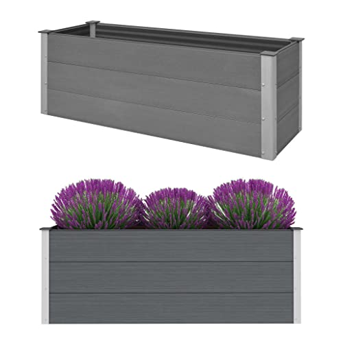 Willood Garten-Hochbeet WPC 150 x 50 x 54 cm Grau Pflanzkasten Blumenkasten Gemüsebeet Pflanzkübel Blumenkübel Frühbeet Gartenbeet Pflanzbeet von Willood