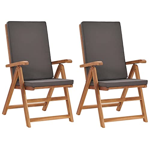 Willood Garten-Liegestühle 2 STK. mit Auflagen Massivholz Teak Grau von Willood