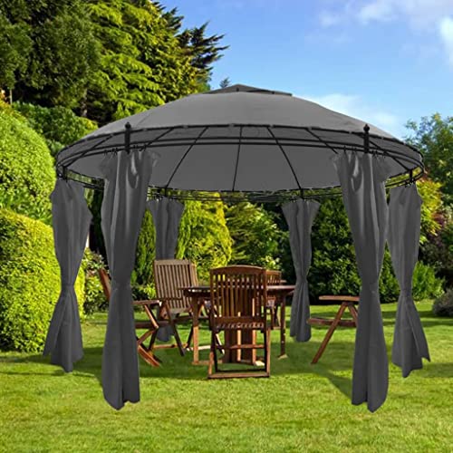 Willood Garten Pavillon Gartenpavillion mit Vorhängen Rund 3,5x2,7 m Anthrazit Willood Garten Pavillon Gartenpavillion mit Vorhängen Rund 3,5x2,7 m Anthrazit von Willood