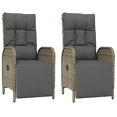 Willood Garten-Relaxsessel mit Kissen 2 STK. Poly Rattan Grau von Willood