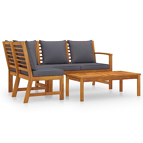 Willood Gartenmöbel 4-TLG. mit Auflagen Massivholz Akazie Dunkelgrau Mittelteil + Eckteil + Bank + Tisch Willood Gartenmöbel 4-TLG. mit Auflagen Massivholz Akazie Dunkelgrau Mittelteil + Eckteil + Bank + Tisch von Willood