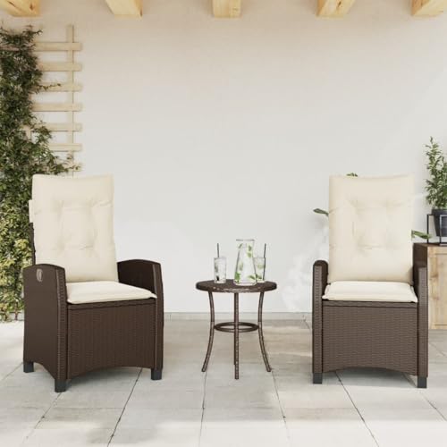 Willood Gartensessel mit Kissen 2 STK. Verstellbar Braun Poly Rattan von Willood