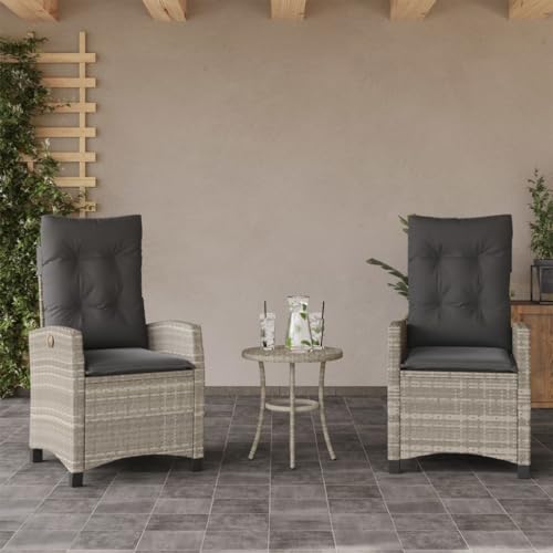 Willood Gartensessel mit Kissen 2 STK. Verstellbar Hellgrau Poly Rattan von Willood