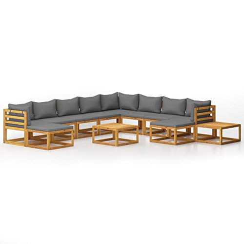 Willood Gartensofa 12-TLG. Garten-Lounge-Set mit Auflagen Akazienholz Massiv Gartenmöbel Dunkelgrau 3X Eckteil + 5X Mittelteil + 2X Fußstütze + 2X Tisch Willood Gartensofa 12-TLG. Garten-Lounge-Set mit Auflagen Akazienholz Massiv Gartenmöbel Dunkelgrau 3X Eckteil + 5X Mittelteil + 2X Fußstütze + 2X Tisch von Willood