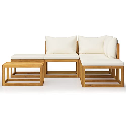 Willood Gartensofa 6 TLG. Garten Lounge Set mit Auflagen Akazienholz Massiv Gartenmöbel Creme Eckteil + 2X Mittelteil + 2X Fußstütze + Tisch Willood Gartensofa 6 TLG. Garten Lounge Set mit Auflagen Akazienholz Massiv Gartenmöbel Creme Eckteil + 2X Mittelteil + 2X Fußstütze + Tisch von Willood