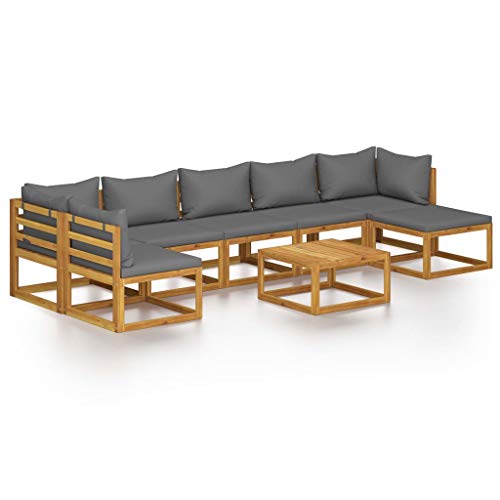 Willood Gartensofa 8 TLG. Garten Lounge Set mit Auflagen Akazienholz Massiv Gartenmöbel Dunkelgrau 2X Eckteil + 4X Mittelteil + Fußstütze + Tisch Willood Gartensofa 8 TLG. Garten Lounge Set mit Auflagen Akazienholz Massiv Gartenmöbel Dunkelgrau 2X Eckteil + 4X Mittelteil + Fußstütze + Tisch von Willood