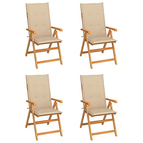 Willood Gartenstühle 4 STK. mit Beigen Kissen Massivholz Teak von Willood