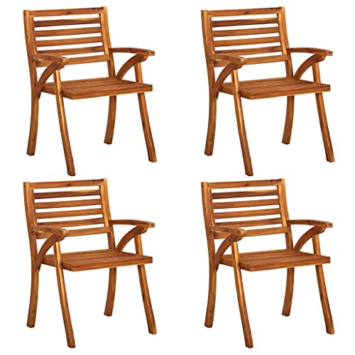 Willood Gartenstühle 4 STK.Braun Massivholz Akazie Sessel Balkon armlehne esszimmerstühle Chair von Willood