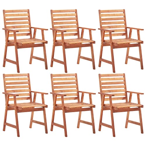 Willood Gartenstühle 6 STK. Braun Massivholz Akazie Sessel Balkon armlehne esszimmerstühle Chair von Willood