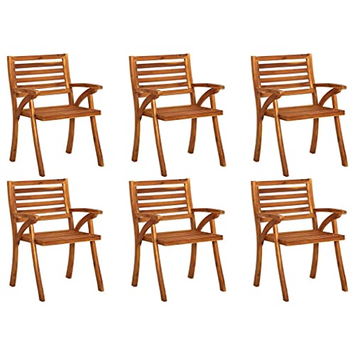 Willood Gartenstühle 6 STK.Braun Massivholz Akazie Sessel Balkon armlehne esszimmerstühle Chair von Willood