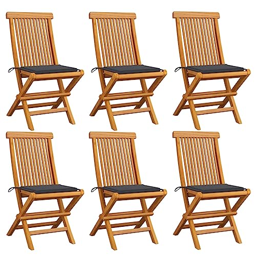 Willood Gartenstühle mit Anthrazit Kissen 6 STK. Massivholz Teak Anthrazit Willood Gartenstühle mit Anthrazit Kissen 6 STK. Massivholz Teak Anthrazit von Willood