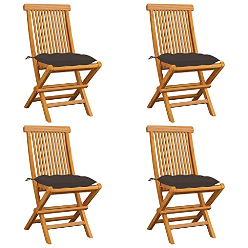 Willood Gartenstühle mit Taupe Kissen 4 STK. Massivholz Teak von Willood