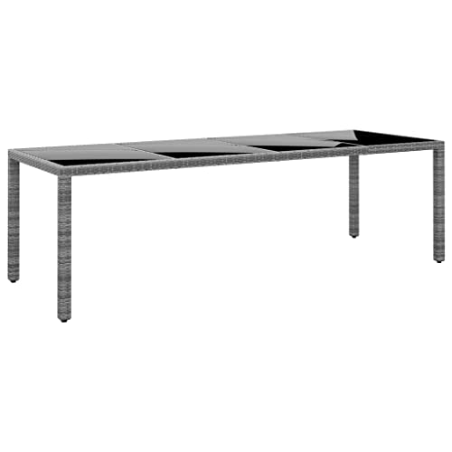 Willood Gartentisch 250x100x75 cm Hartglas und Poly Rattan Grau Outdoor Balkon Garten Table von Willood