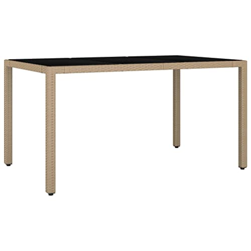Willood Gartentisch mit Glasplatte Beige Poly Rattan & Hartglas 150 x 90 x 75 cm Beige Glas Outdoor Balkon Garten Table Willood Gartentisch mit Glasplatte Beige Poly Rattan & Hartglas 150 x 90 x 75 cm Beige Glas Outdoor Balkon Garten Table von Willood