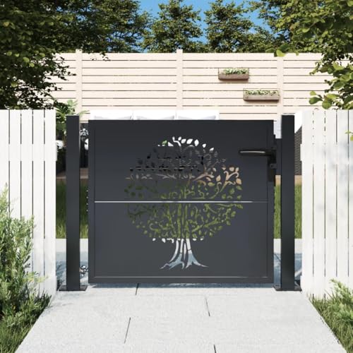 Willood Gartentor Gartentür Abschließbar Hoftor Eingangstor für Garten Terrasse, Tor Zauntor Gartenpforte Anthrazit 105x105 cm Stahl Baum-Design Willood Gartentor Gartentür Abschließbar Hoftor Eingangstor für Garten Terrasse, Tor Zauntor Gartenpforte Anthrazit 105x105 cm Stahl Baum-Design von Willood