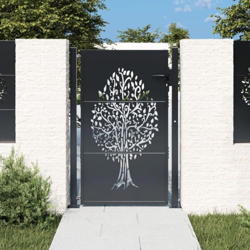 Willood Gartentor Gartentür Abschließbar Hoftor Eingangstor für Garten Terrasse, Tor Zauntor Gartenpforte Anthrazit 105x155 cm Stahl Baum-Design Willood Gartentor Gartentür Abschließbar Hoftor Eingangstor für Garten Terrasse, Tor Zauntor Gartenpforte Anthrazit 105x155 cm Stahl Baum-Design von Willood