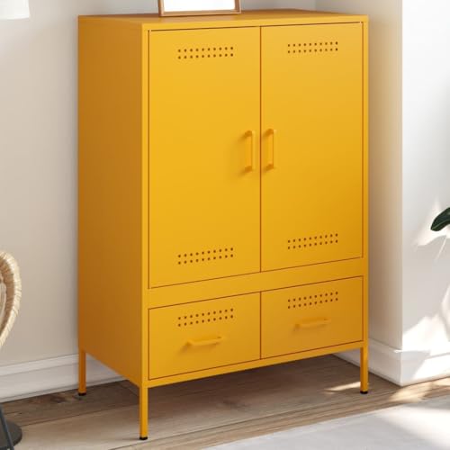 Willood Highboard Anrichte Beistellschrank Mehrzweckschrank Standschrank Senfgelb 68x39x101.5 cm Kaltgewalzter Stahl Willood Highboard Anrichte Beistellschrank Mehrzweckschrank Standschrank Senfgelb 68x39x101.5 cm Kaltgewalzter Stahl von Willood