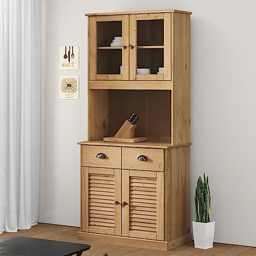 Willood Highboard Buffet Schrank Hochschrank Sideboard VIGO 78x40x175 cm Braun Massivholz Kiefer mit 2 Türen Willood Highboard Buffet Schrank Hochschrank Sideboard VIGO 78x40x175 cm Braun Massivholz Kiefer mit 2 Türen von Willood