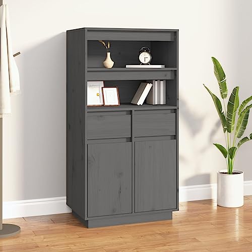 Willood Highboard Grau 60x40x116,5 cm Massivholz Kiefer von Willood