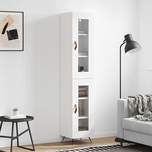 Willood Highboard Weiß 34,5x34x180 cm Holzwerkstoff 1 Glastür3031643de von Willood