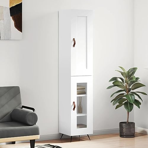 Willood Highboard Weiß 34,5x34x180 cm Holzwerkstoff 1 Glastür3031659de von Willood