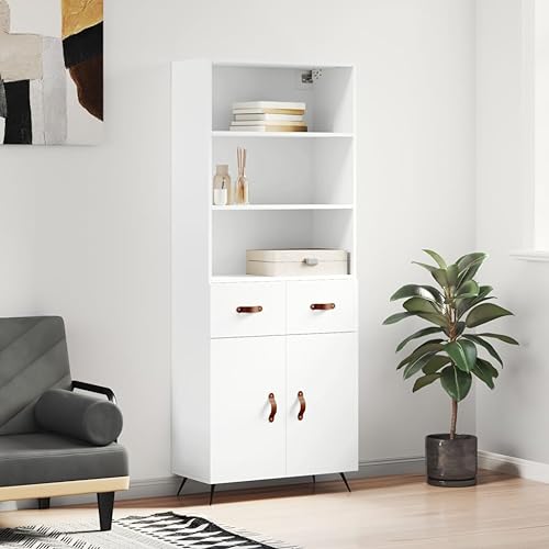 Willood Highboard Weiß 69,5x34x180 cm Holzwerkstoff 2 Türen 2 Schubladen3030346de von Willood