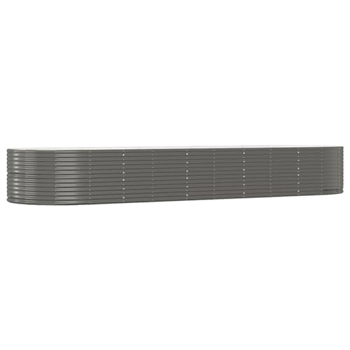 Willood Hochbeet Grau 447x140x68 cm Pulverbeschichteter Stahl von Willood