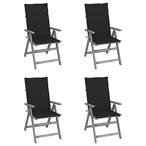 Willood Hochlehner Verstellbar 4 STK. mit Auflagen Massivholz Akazie Gartenstühle Outdoor Stühle von Willood