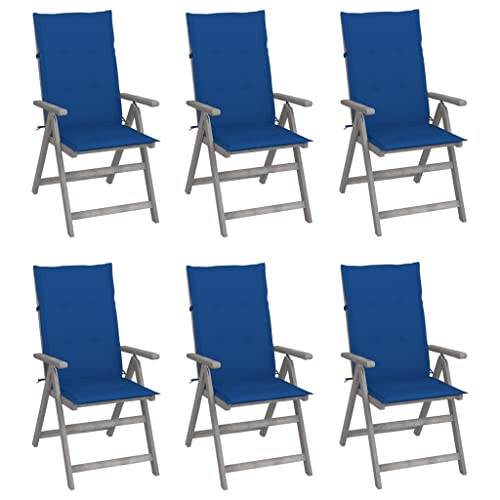 Willood Hochlehner Verstellbar Gartenstühle Outdoor Stühle 6 STK. mit Auflagen Massivholz Akazie von Willood