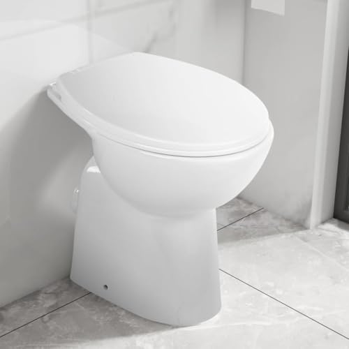 Willood Hohe Spülrandlose Toilette für Größere Menschen Senioren Soft-Close Absenkautomatik Stand WC Badezimmer 7cm Höher Keramik Weiß von Willood