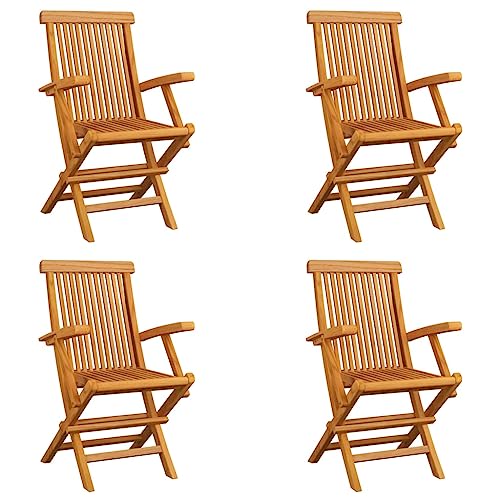 Willood Klappbare Gartenstühle 4 STK.Braun Massivholz Teak Sessel Balkon armlehne esszimmerstühle Chair von Willood