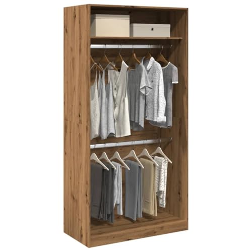 Willood Kleiderschrank Artisan-Eiche 100x50x200cm Kleiderschrank, Garderobenschrank mit Stauraum, Schrank Mehrzweckschrank für Schlafzimmer, Flurschrank Offen, Holzwerkstoff 1 Regal von Willood