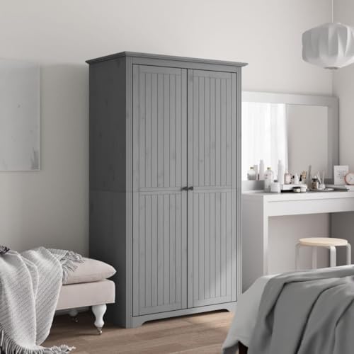 Willood Kleiderschrank BODO Grau 99x53,5x173 cm Massivholz Kiefer Garderobenschrank mit Kleiderstange Türen, Schlafzimmerschrank Schrank mit Stauraum, Holzschrank Flurschrank Willood Kleiderschrank BODO Grau 99x53,5x173 cm Massivholz Kiefer Garderobenschrank mit Kleiderstange Türen, Schlafzimmerschrank Schrank mit Stauraum, Holzschrank Flurschrank von Willood