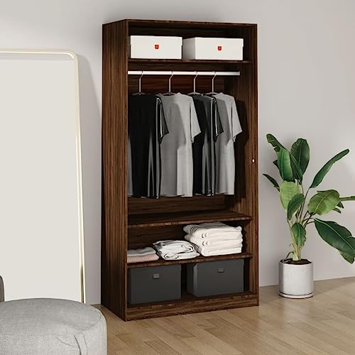 Willood Kleiderschrank Braun Eiche-Optik 100x50x200 cm Holzwerkstoff Willood Kleiderschrank Braun Eiche-Optik 100x50x200 cm Holzwerkstoff von Willood