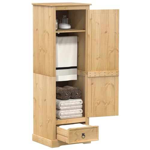 Willood Kleiderschrank Corona 55x50x170 cm Massivholz Kiefer Garderobenschrank mit Metallgriff, Holzschrank Schrank für Schlafzimmer, Drehtürenschrank von Willood