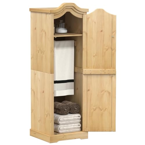 Willood Kleiderschrank Corona 55x52x170cm Massivholz Kiefer Garderobenschrank mit Metallgriff, Holzschrank Schrank für Schlafzimmer, Drehtürenschrank von Willood