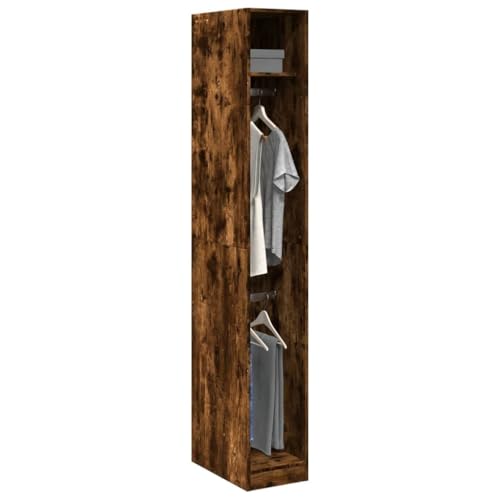 Willood Kleiderschrank Räuchereiche 30x50x200cm Kleiderschrank, Garderobenschrank mit Stauraum, Schrank Mehrzweckschrank für Schlafzimmer, Flurschrank Offen, Holzwerkstoff 1 Regal von Willood