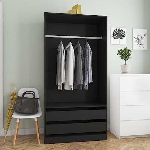 Willood Kleiderschrank Schwarz 100x50x200 cm Holzwerkstoff Willood Kleiderschrank Schwarz 100x50x200 cm Holzwerkstoff von Willood