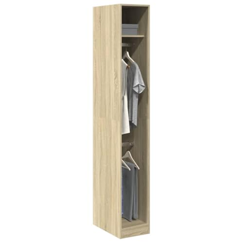 Willood Kleiderschrank Sonoma-Eiche 30x50x200cm Kleiderschrank, Garderobenschrank mit Stauraum, Schrank Mehrzweckschrank für Schlafzimmer, Flurschrank Offen, Holzwerkstoff 1 Regal von Willood