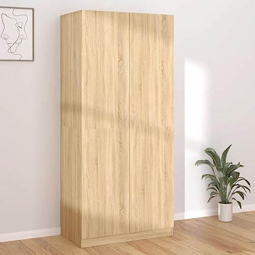 Willood Kleiderschrank Sonoma-Eiche 90x52x200 cm Holzwerkstoff Garderobenschrank Garderobe Schrank Schlafzimmerschrank Dielenschrank von Willood