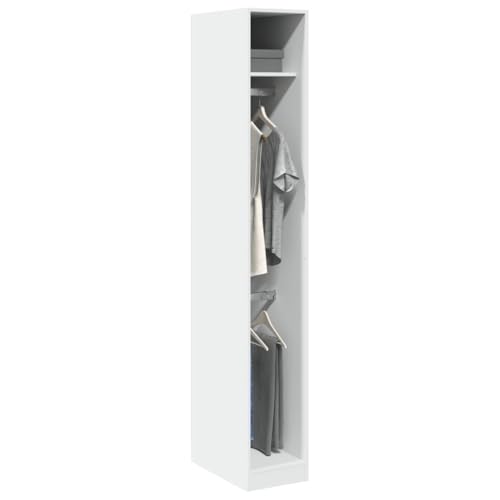Willood Kleiderschrank Weiß 30x50x200cm Kleiderschrank, Garderobenschrank mit Stauraum, Schrank Mehrzweckschrank für Schlafzimmer, Flurschrank Offen, Holzwerkstoff 1 Regal von Willood