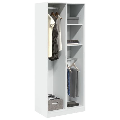 Willood Kleiderschrank Weiß 80x50x200cm Kleiderschrank, Garderobenschrank mit Stauraum, Schrank Mehrzweckschrank für Schlafzimmer, Flurschrank Offen, Holzwerkstoff 2 Böden von Willood