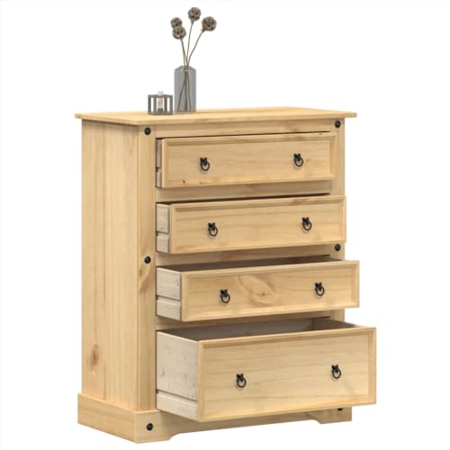 Willood Kommode Corona 92x48x120 cm Massivholz Kiefer Schubladenschrank mit 4 Schubladen Metallgriffe, Sideboard für Wohnzimmer Schlafzimmer, Anrichte Beistellschrank Willood Kommode Corona 92x48x120 cm Massivholz Kiefer Schubladenschrank mit 4 Schubladen Metallgriffe, Sideboard für Wohnzimmer Schlafzimmer, Anrichte Beistellschrank von Willood