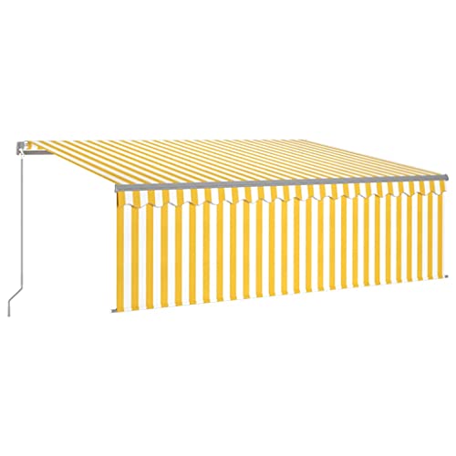 Willood Markise Manuell Einziehbar mit Rollo LED Gelenkarmmarkise Einziehbar Markise 4x3 m Gelb Weiß Willood Markise Manuell Einziehbar mit Rollo LED Gelenkarmmarkise Einziehbar Markise 4x3 m Gelb Weiß von Willood