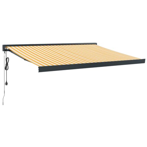 Willood Markise Motorisierte Gelenkarmmarkise Markise Garten Terrasse Balkon 350 x 250 cm Gelb und Schwarz von Willood