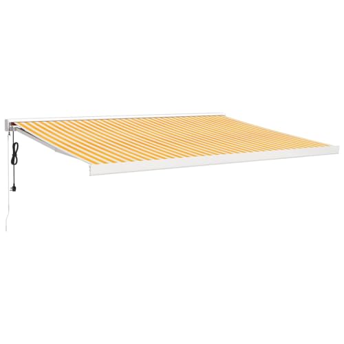 Willood Markise Motorisierte Gelenkarmmarkise Markise Garten Terrasse Balkon 400 x 300 cm Gelb und weiß von Willood