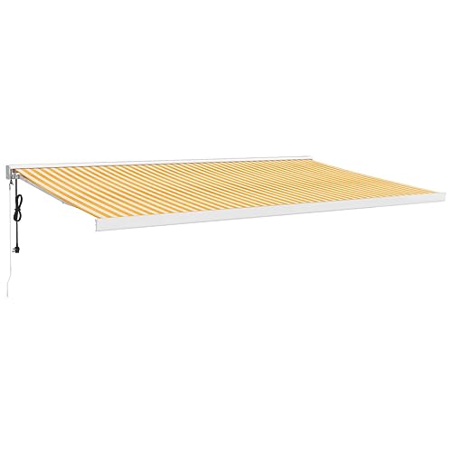 Willood Markise Motorisierte Gelenkarmmarkise Markise Garten Terrasse Balkon 500 x 300 cm Gelb und weiß von Willood